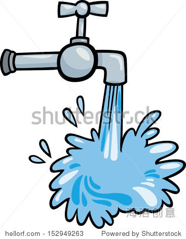 cartoon vector illustration of tap with pouring water clip art