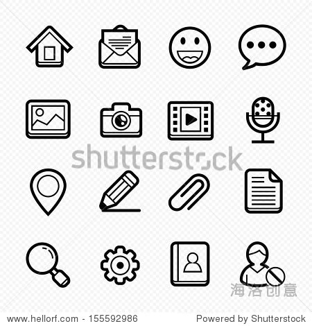 general website line icons on white background