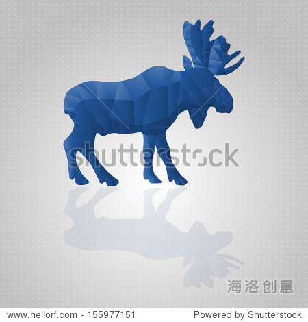 abstract triangular blue moose isolated on a white background