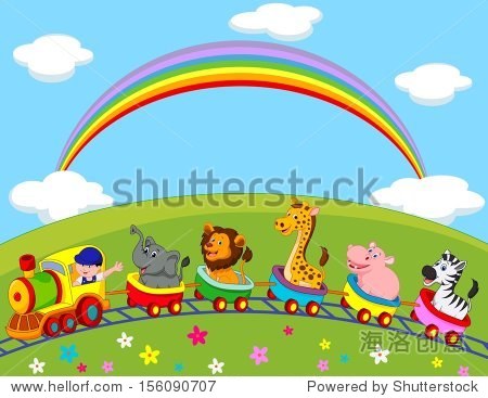 animal train cartoon