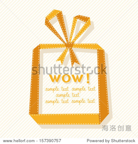 vector banner with gift box made from paper ribbon.