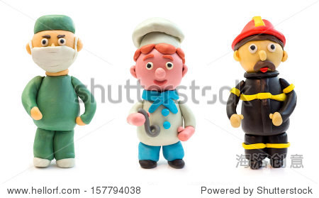 医生,一个厨师,消防员用粘土制成的 - 人物,其它