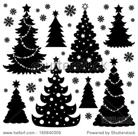 christmas tree silhouette theme 1 - eps10 vector illustration.