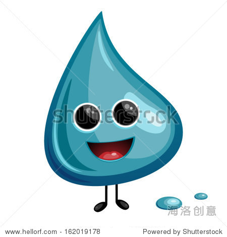 vector cartoon water drop character.