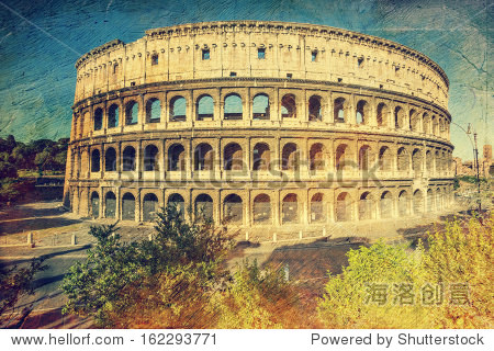 colosseum in rome italy. picture in artistic retro style.
