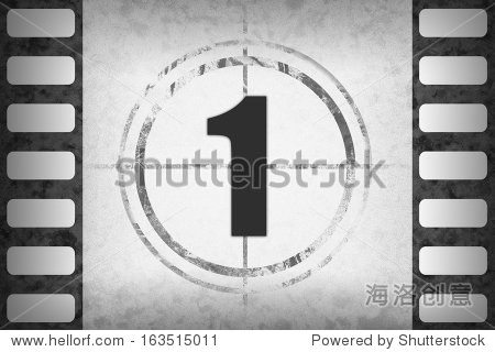 circled black numbers for movie countdown on white grunge 35mm frame positive or negative , available as single or full set.