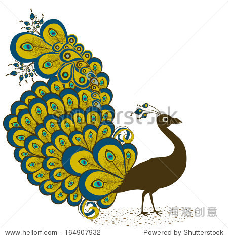 card with abstract beautiful peacock in vector