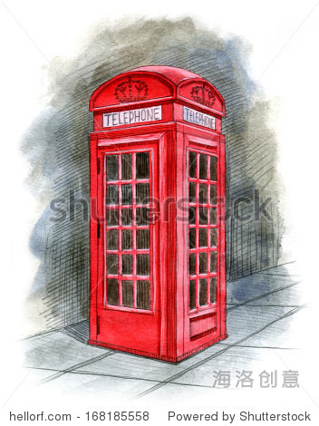 英语电话盒手工绘制-背景\/素材,艺术-海洛创意