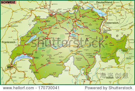 map of switzerland with highways