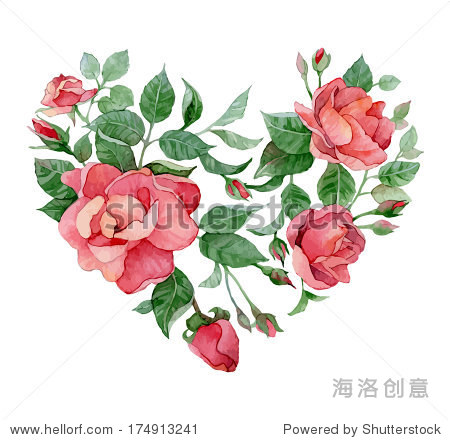 floral abstract heart of roses