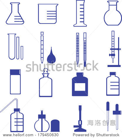化学玻璃仪器和工具矢量如瓶、滴管、测试管 