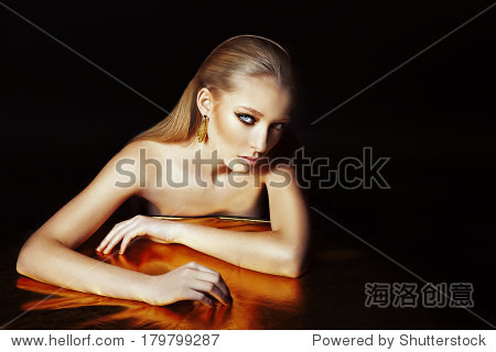 portrait of beautiful woman with blond hair and professional