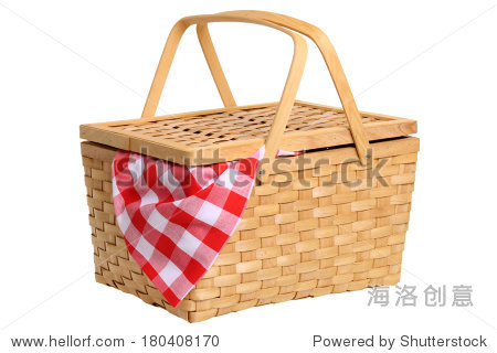 picnic basket cutout on white background
