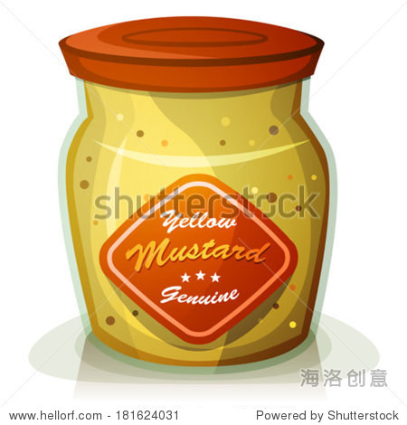 mustard pot/ illustration of a cartoon classic french yellow