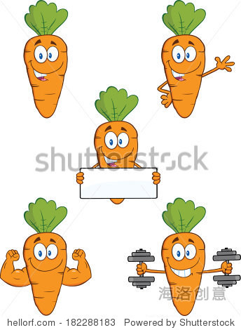 carrot cartoon characters 1. set vector collection