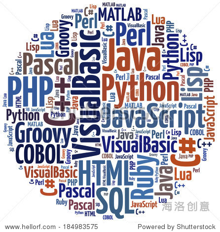 word cloud programming languages or it related