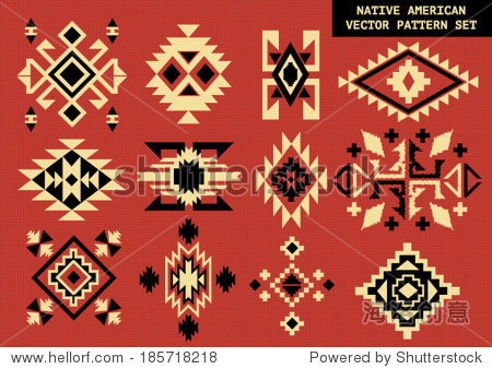 navajo - native american vector pattern on red board