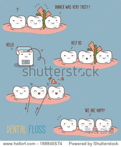 漫画对牙线。矢量插图的儿童牙科和口腔正畸学。可爱的牙齿字符。-医疗保健,符号\/标志-海洛创意正版图片,视频,音乐素材交易平台-Shutterstock中国独家合作伙伴-站酷旗下品牌