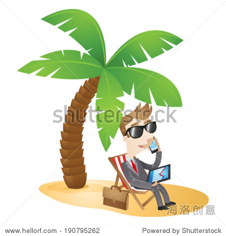 vector illustration of a cartoon character: businessman sitting