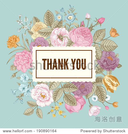 floral vector elegant card with colorful summer garden flowers