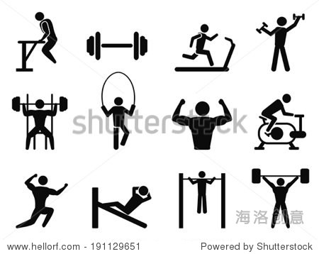 gymnasium and body building icons