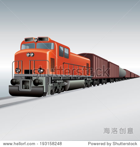 cargo train on a rail road. vector illustration