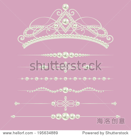 dividers set collection with diadem isolated on purple pink back