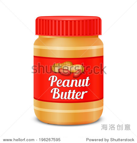 jar of peanut butter isolated on white background