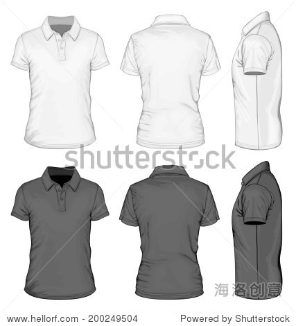 男人的白色和黑色短袖球衣设计模板(前、后和