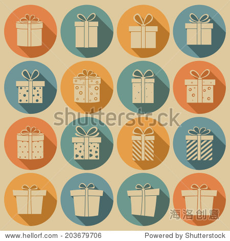 gift box icons with long shadow. vector set, eps