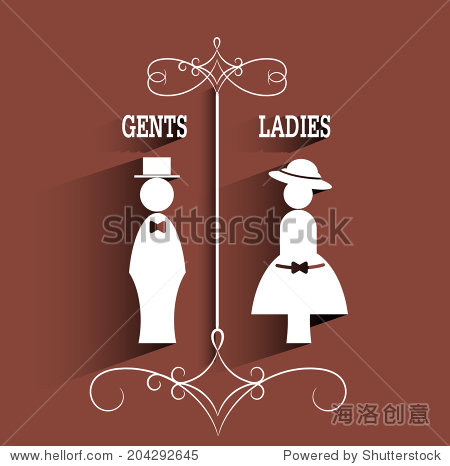 lady and gentleman sign with long shadow.vector