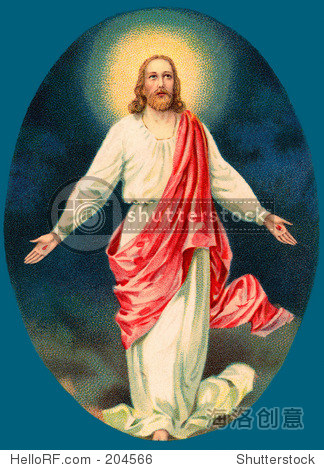 vintage easter greeting illustration of resurrected jesus christ
