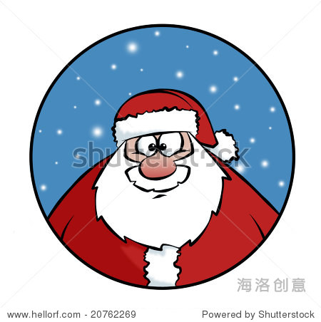 snowycartoon,cartoonnetwork a cute cartoon santa in a snowy circle.