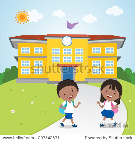vector illustration of school boy and girl