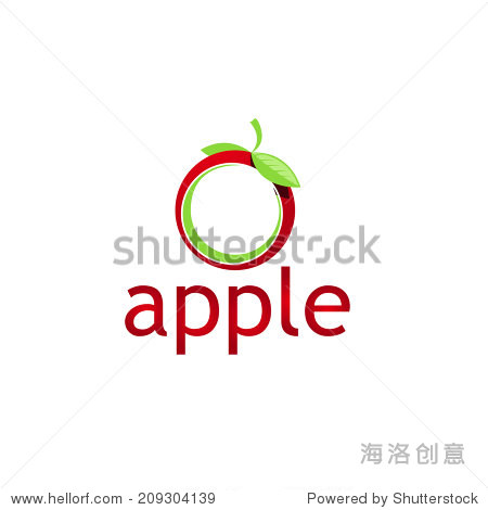 园艺文摘苹果设计理念、健康矢量标志设计模板