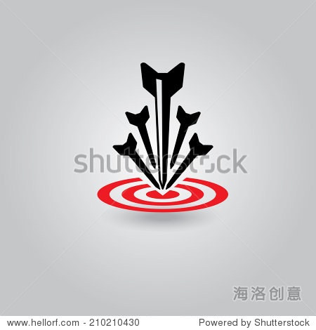 vector red target icon with black arrow. logo design template