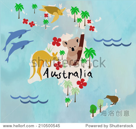 动物卡通地图.澳大利亚.图片