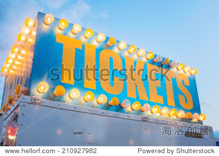 vintage ticket booth sign at county fair circus