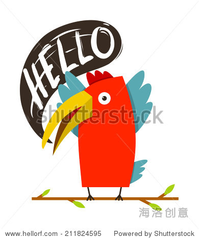 red bird with speech bubble. vector illustration eps8