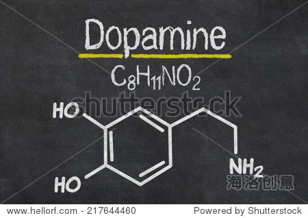 黑板上的多巴胺的化学公式 - 科学,符号\/标志 - 