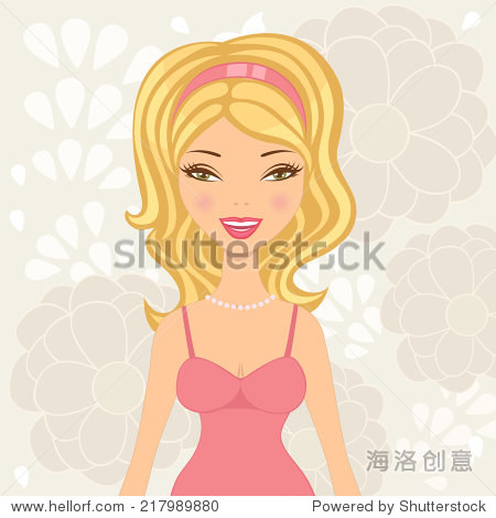 illustration of a pretty blond in pink lingerie. vector format
