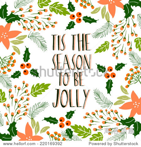 merry christmas and happy new year card. christmas wreath.
