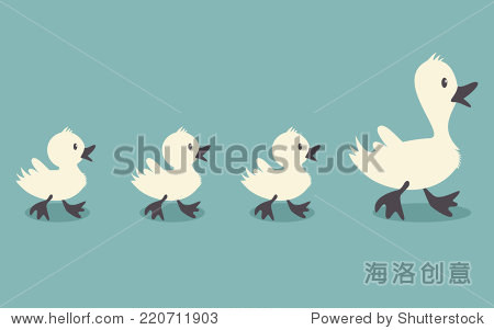 duck family retro style vector illustration