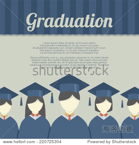 group of students in graduation gown and mortarboard vector