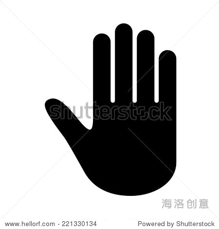hand. black vector icon.