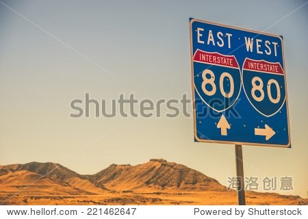 interstate i-80 nevada american highway sign. travel theme.