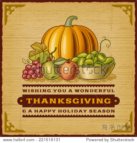 vintage thanksgiving card. fully editable eps10 vector.