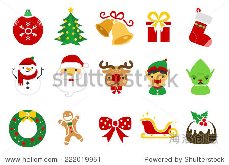 christmas vector illustration icon set. included