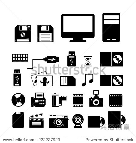 vector computer and storage icons set - 站酷海洛