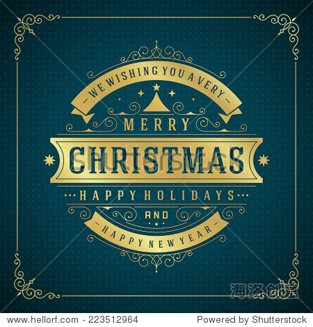 christmas retro typography and ornament decoration.